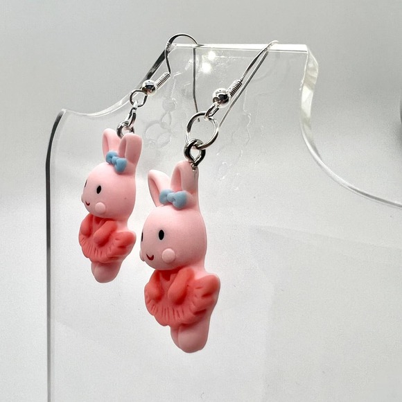 Ballerina Earrings - Bunny Earrings - Rabbit Earrings - Ballet Dancer Earrings - Picture 6 of 10